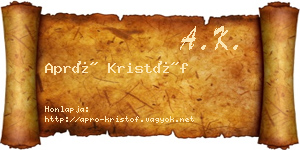 Apró Kristóf névjegykártya