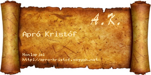 Apró Kristóf névjegykártya